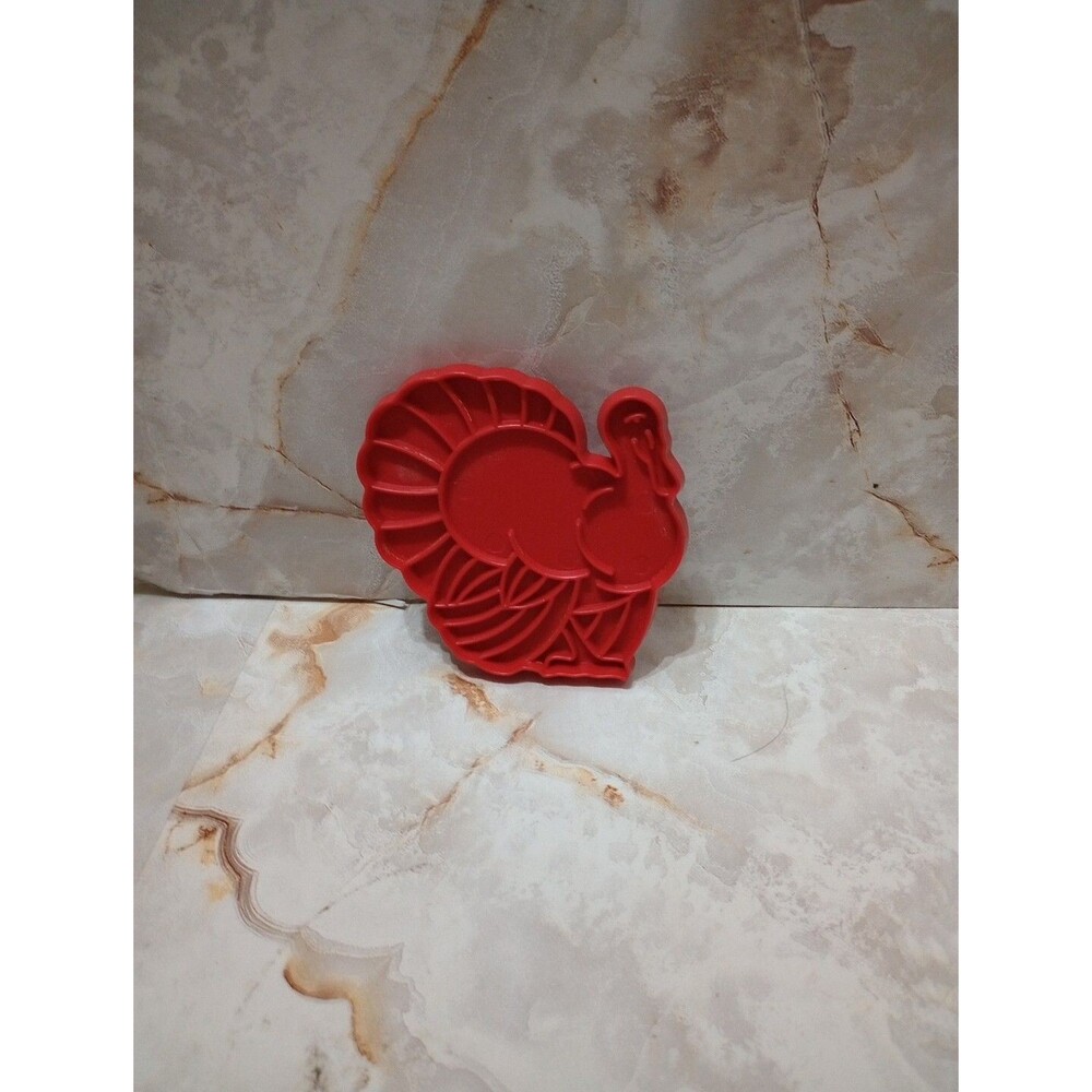 Tupperware Vintage Turkey Cookie Cutter, Red Plastic Thanksgiving/Fall